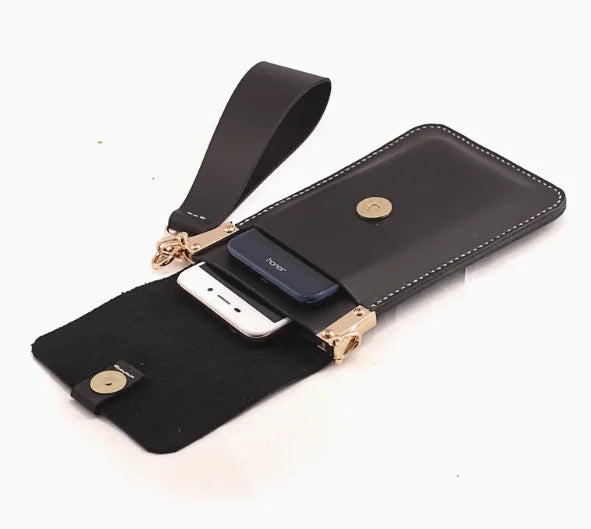 Minimalist Leather Phone Case Multi-functional Genuine Leather Wallet with Card and Cash Slots Suitable for Everyday Use.