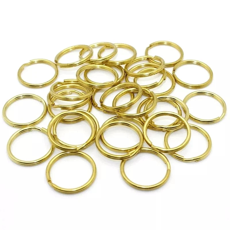 Solid Brass Split Rings Double Loop Keyring 15-38mm Bag Hook Connector Keychain Keys Holder DIY Leather Craft Hardware