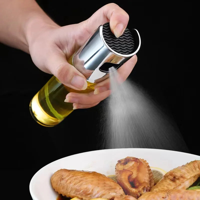Hot Sale 100ml Stainless Steel 304 Oil Spray Bottle Kitchen Utensils Salad Glass Oil Box Package Wholesales