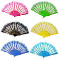 Spanish Translucent Lace Rose Fan Gilded Wing Chun Dance Fan European Style Fabric Silk Folding Hand Fan