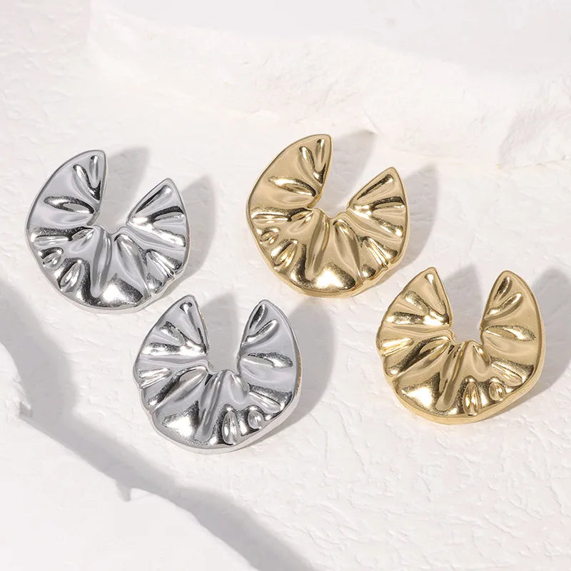 Wholesale New Design Stainless Steel Gold Plated Hoop Stud Earrings Women Trendy Party