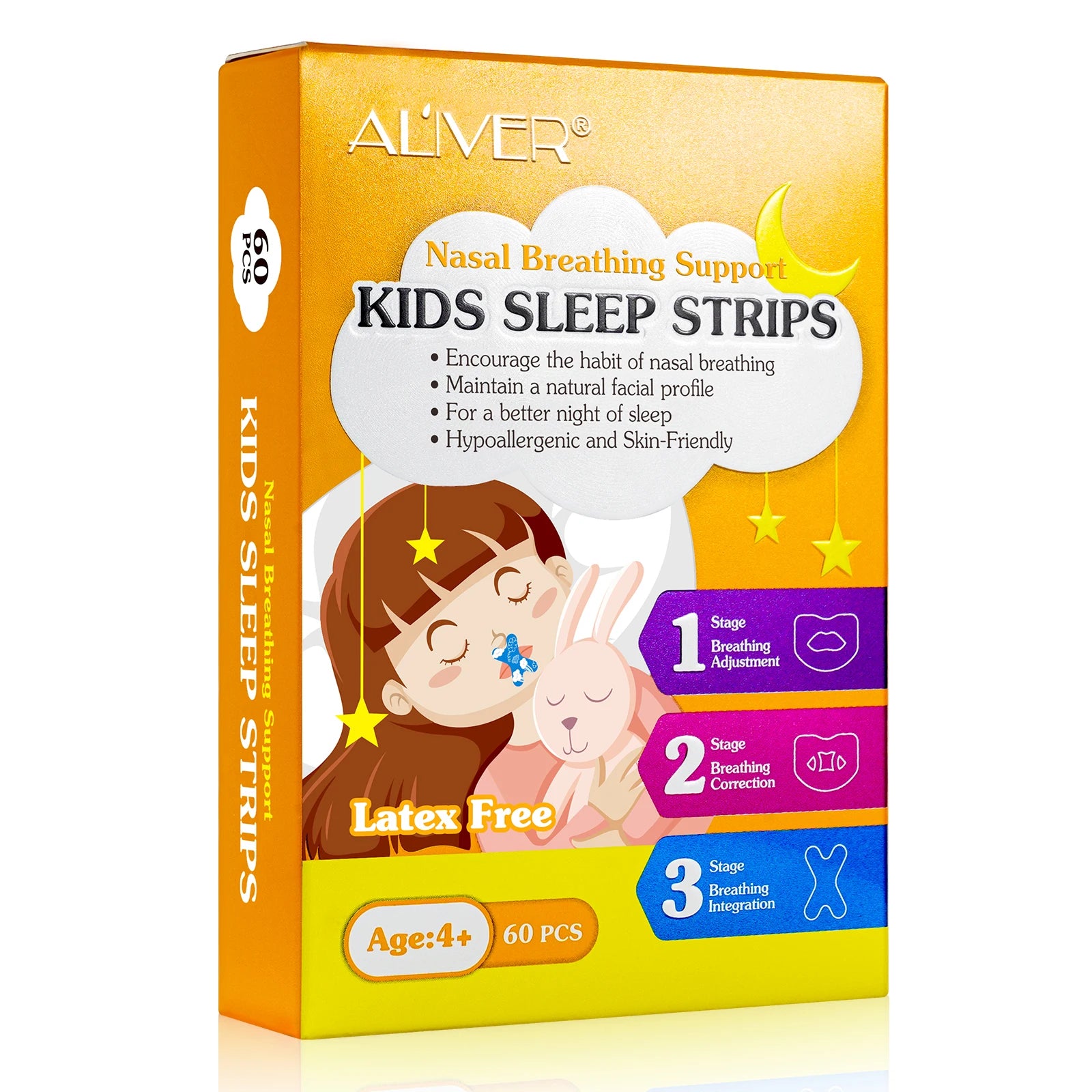 ALIVER Kids Sleep Strips Anti Snoring Adjustment Nose Breathing Mouth Tape Sleep Strips for Better Sleeping