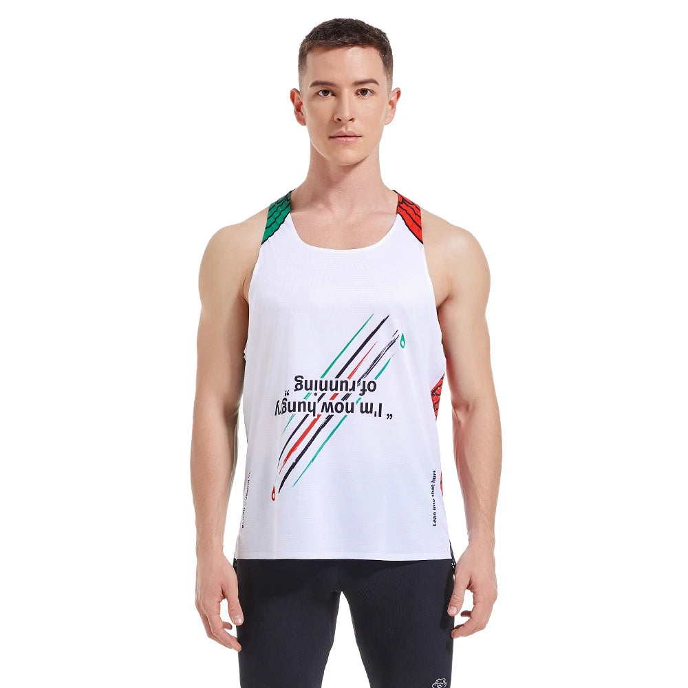 Custom Running Singlet Lightweight Marathon Tank Top Breathable Workout Sleeveless Shirt Men Woven 100% Polyester Print Pattern