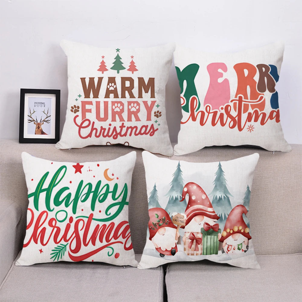 Best Selling Square Santa Claus Sofa Decorative Cover with Zipper Home Cushion Pillowcase Printed Sublimation Technique Hotels