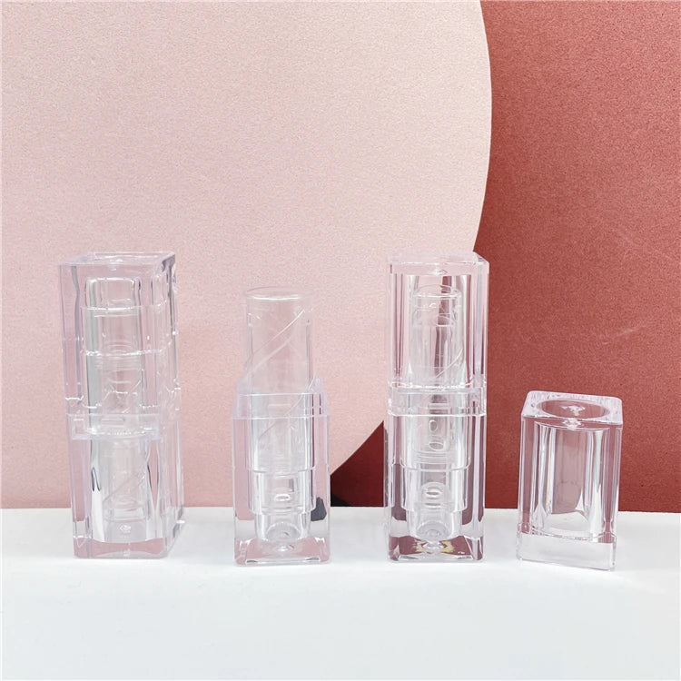 Rectangle Shape Transparent Color Plastic Lipgloss Tubes Containers