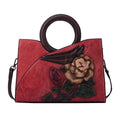 Custom Genuine Cow Leather Tote Shoulder Bag for Women Casual Embossed Rose Design with Zipper Closure Lady Handbag
