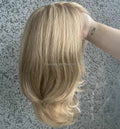LONGFOR Lace Front Wigs Silk Base Luxury Jewish Wig Human Hair Cuticle Virgin Hair Extension Ombre Blonde European Hair Wig