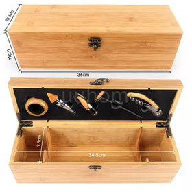 Bamboo Customization Wine Carrier Bamboo Gift Box Bamboo Decorative Wine Box With Lid Great Collection of Wine Accessories