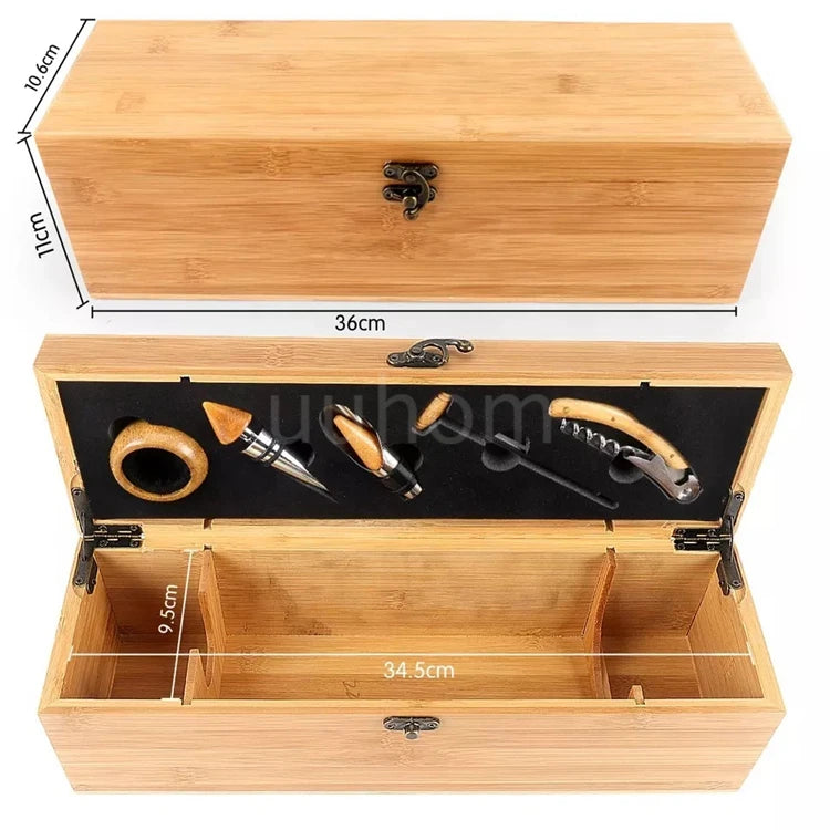 Bamboo Customization Wine Carrier Bamboo Gift Box Bamboo Decorative Wine Box With Lid Great Collection of Wine Accessories