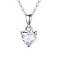 Merryshine 925 Sterling Silver Jewelry Set White Cubic Zirconia Heart Birthstone Pendant Necklace Matching Rings Weddings