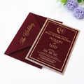 Hot Selling Royal Burgundy Velvet Glitter Paper Wedding Event Invitations Romantic Anime Craft Music Inspired Love Invites