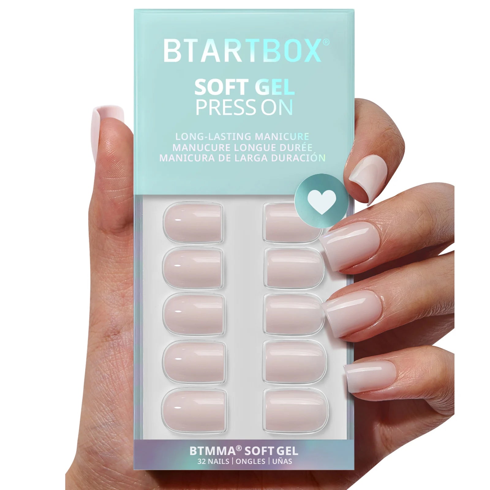 BTArtbox Soft Gel White Press on Nails En Gel Wholesale Artificial Fingernails Short Square Plain Hand Made False Fake Nails