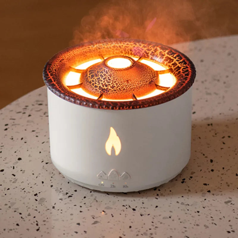 360ml Volcano 3D Flame Ultrasonic Aroma Diffuser Fragrant Air Humidifier for Car Household Hotel with 1-Year Warranty