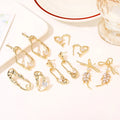 Factory Wholesale Fashion Brass Plated 14K Gold Women's Earring Zircon Irregular Shaped Earrings Wheat Ear Charm Jewelry Studs