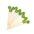 Eco-friendly Round Leaves Cocktail Skewers Bamboo Picks for Appetizers Fancy Cocktail Party-Green Leaf Palm