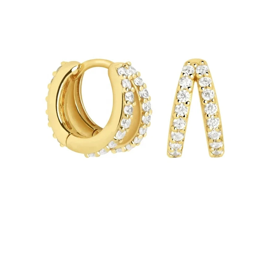 925 Sterling Silver Cubic Zirconia Dainty Gold Huggie Earring Jewelry Wholesale