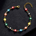 Luxury Non Tarnish 18K Gold Plated Stainless Steel Chain Charm Enamel Lucky Turkish Evil Eye Bracelet Jewelry for Woman