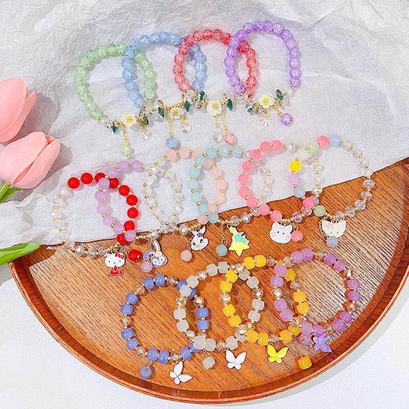 Children's Beaded Bracelet Princess Cartoon Crystal Flower Bracelet