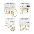 SC Wholesale Multi-type Korean Pearl Earrings Women Statement 6 Pairs Heart Butterfly Tassel Stud Earrings Hoop Earrings Sets