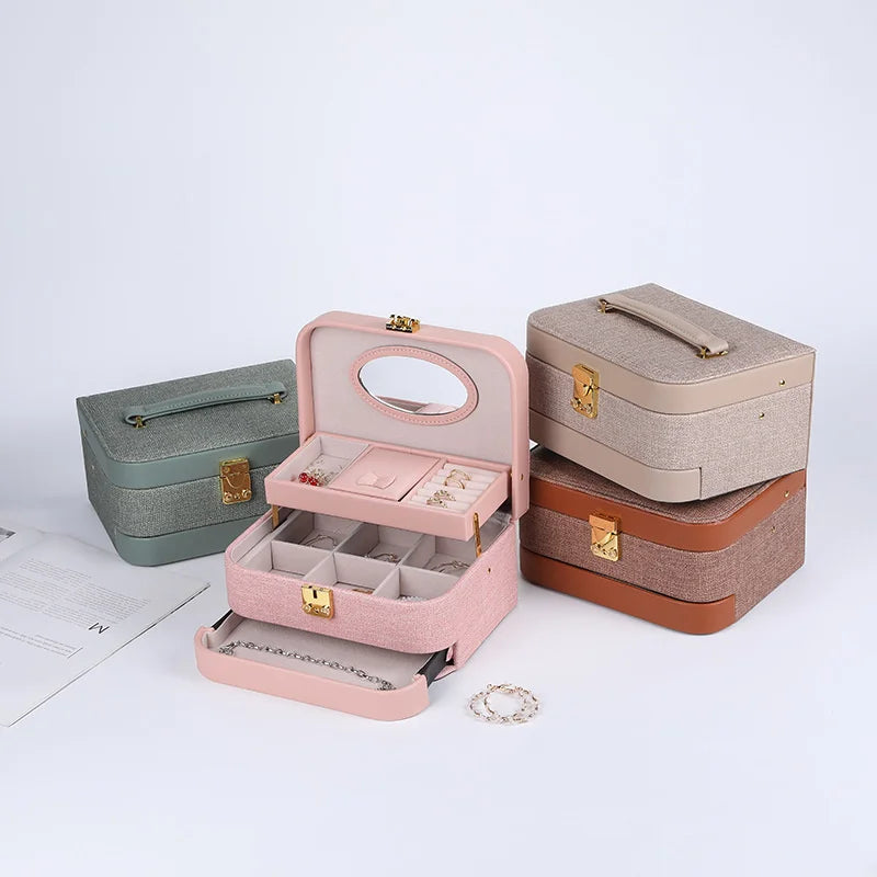 PU Layered Earrings Jewelry Box Organizer Decorations for Home Valentines Day Gift 2024