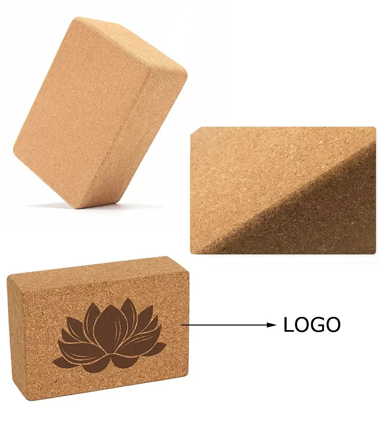 Customized Cork Yoga Block Gym Home Fitness Exercise Eco-friendly High Density Cork Yoga Brick