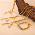 Luxury and Fashionable Stainless Steel Diamond Inlaid Snake Shaped Pendant Necklace Bracelet 18k Gold-plated Women's Jewelry Set
