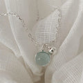 Korean Design Fine Jewelry Pure 925 Sterling Silver Trendy Crystal Pendant Necklace for Women