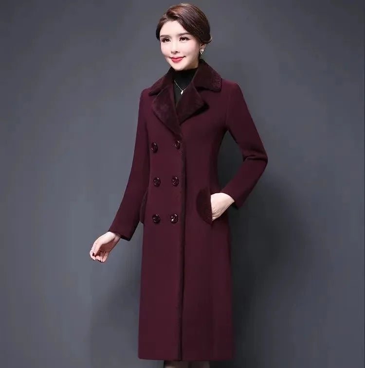 Long Thickened Faux Wool Poncho 2022 Autumn Winter Female Korean Plus Size Vintage Hooded Fox Fur Collar Plaid Pattern