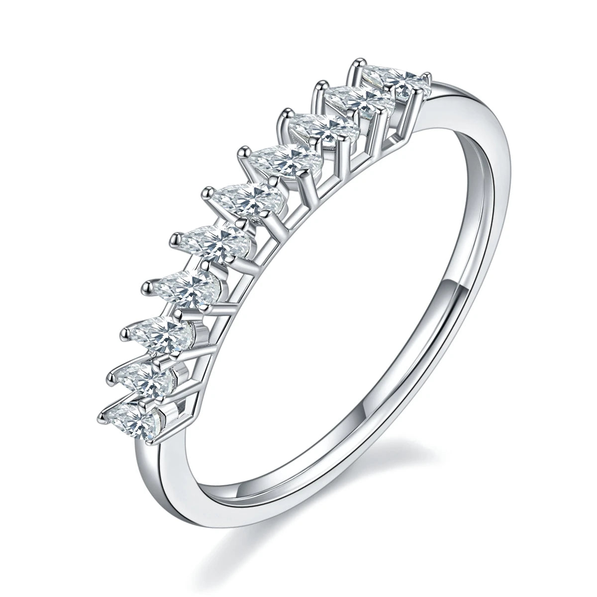 M92G Abiding Classic Design Engagement Wedding 925 Sterling Silver Moissanite Diamond Claw Setting Pear Moissanite Ring