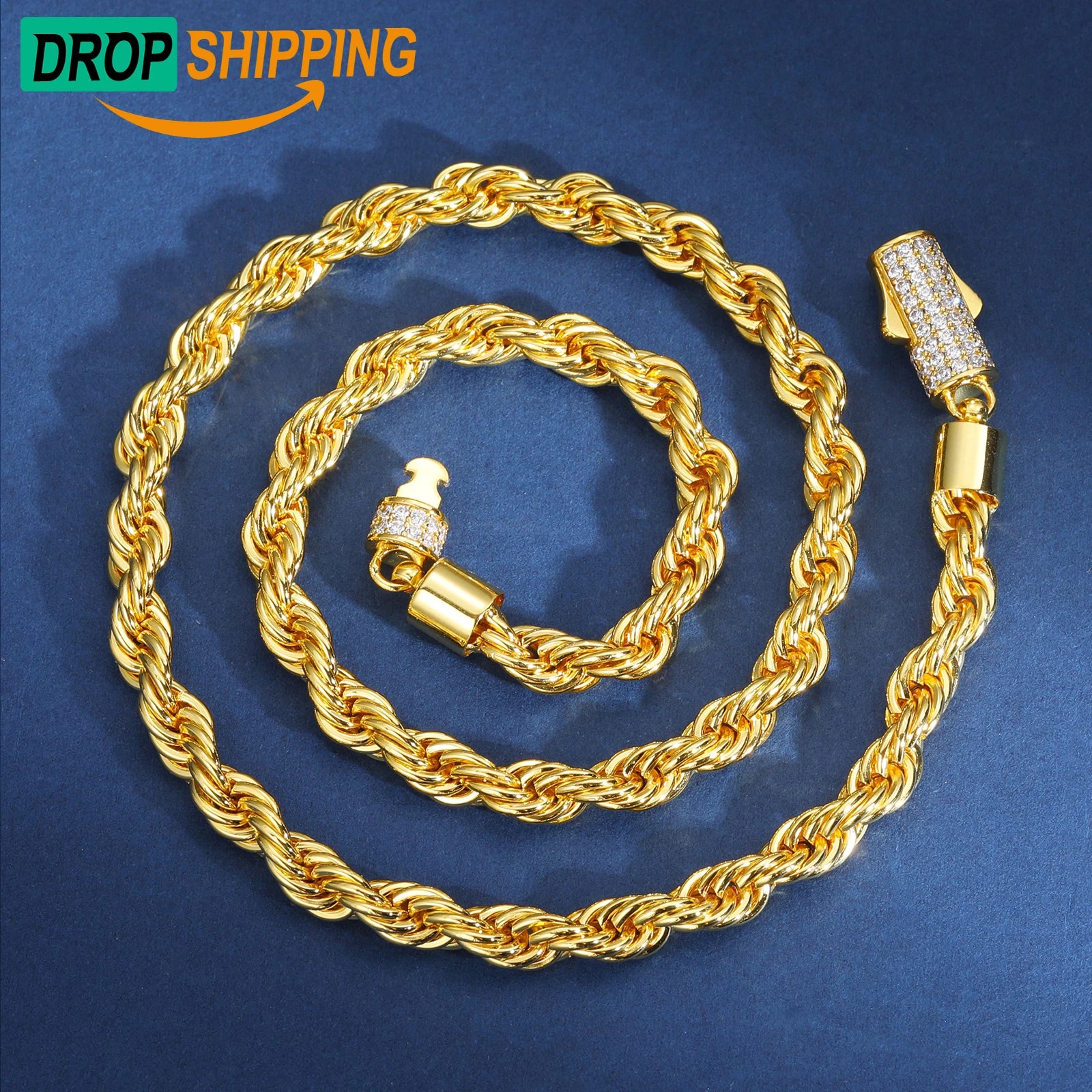 Dropshipping Luxury Hip Hop Jewelry Mens 3mm-12mm 925 Sterling Silver Rope Chain Moissanite Iced Out Clasp Twisted Necklace