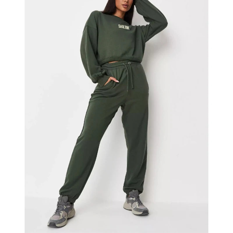 Wholesale Women's Clothing Fleece Outfits Sweatpants and Hoodie Set 2 Piece Matching Sets Customize Lounge Wear Two Piece Set