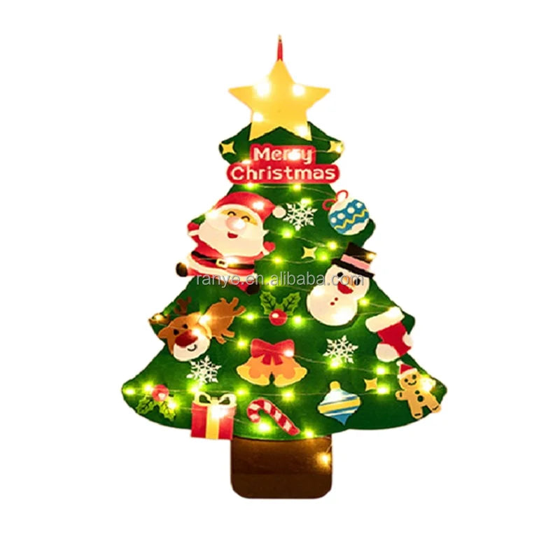 DIY Felt Christmas Tree Set + 26pcs Detachable Ornaments Kids Wall Hanging Xmas Gifts for Christmas Decorations