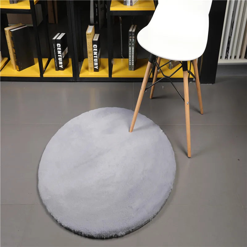 Such Soft Short Fur 2cm Pile Faux Rabbit Fur Rug and Carpet Round Circle Shape