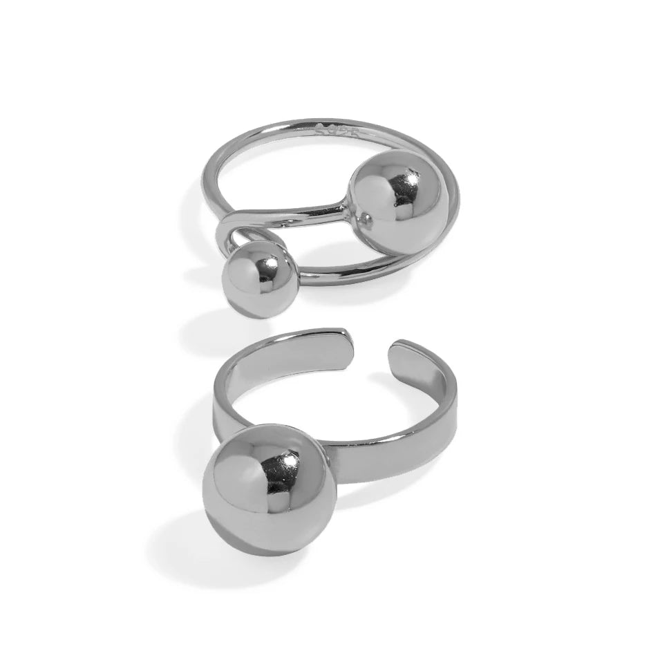 YH433 Minimalist Promise Engagement Wedding Rings Fashion Jewelry High Polish for Women Girls Open Ball Ring