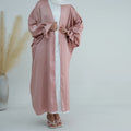 Loriya Best Selling Satin Modest Clothing Muslim Long Dresses Open Front Abaya Eid Women Islamic Clothing