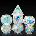 In Store Dnd Sharp Edge Square Polyhedral Dice Set Handmade 7 Die Resin with Metal Case for Dungeons and Dragons RPG