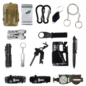 EMAK 17-in-1 Professional Survival First Aid Kit with Emergency Compass for Hunting & Fishing-Tactical Gear for Adults