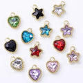 Trend Micro Pave Colored Crystal Star Heart Pendant Gold Plated Brass Pendant for Diy Necklace Bracelet Earring Accessories