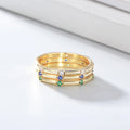 Peishang Simple Ring Set Gold Plated 925 Sterling Silver Pave Setting Different Color Stone Jewelry