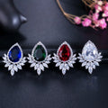 Sparkling White Jewelry Silver Plated Big Stud Teardrop Cubic Zirconia Wedding Bridal Earrings for Women Bride Accessoriessmaid
