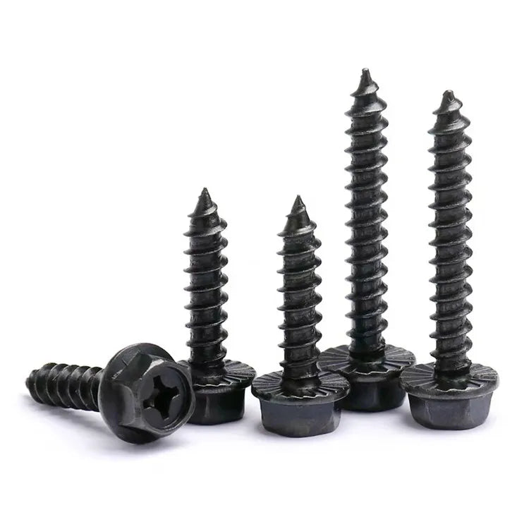 Black Zinc Coated Phillips Hex Head Self-Tapping Screws M3 M4 M5 M6 Metric System Hex Flange Self Tapping Screw