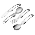 Camping Foldable Cutlery Set Stainless Steel Folding Knife Spoon and Fork Spork Flatware Set