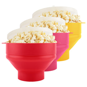 Large Microwave Popcorn Maker - BPA Free Silicone Popcorn Popper Microwave Collapsible Bowl With Lid