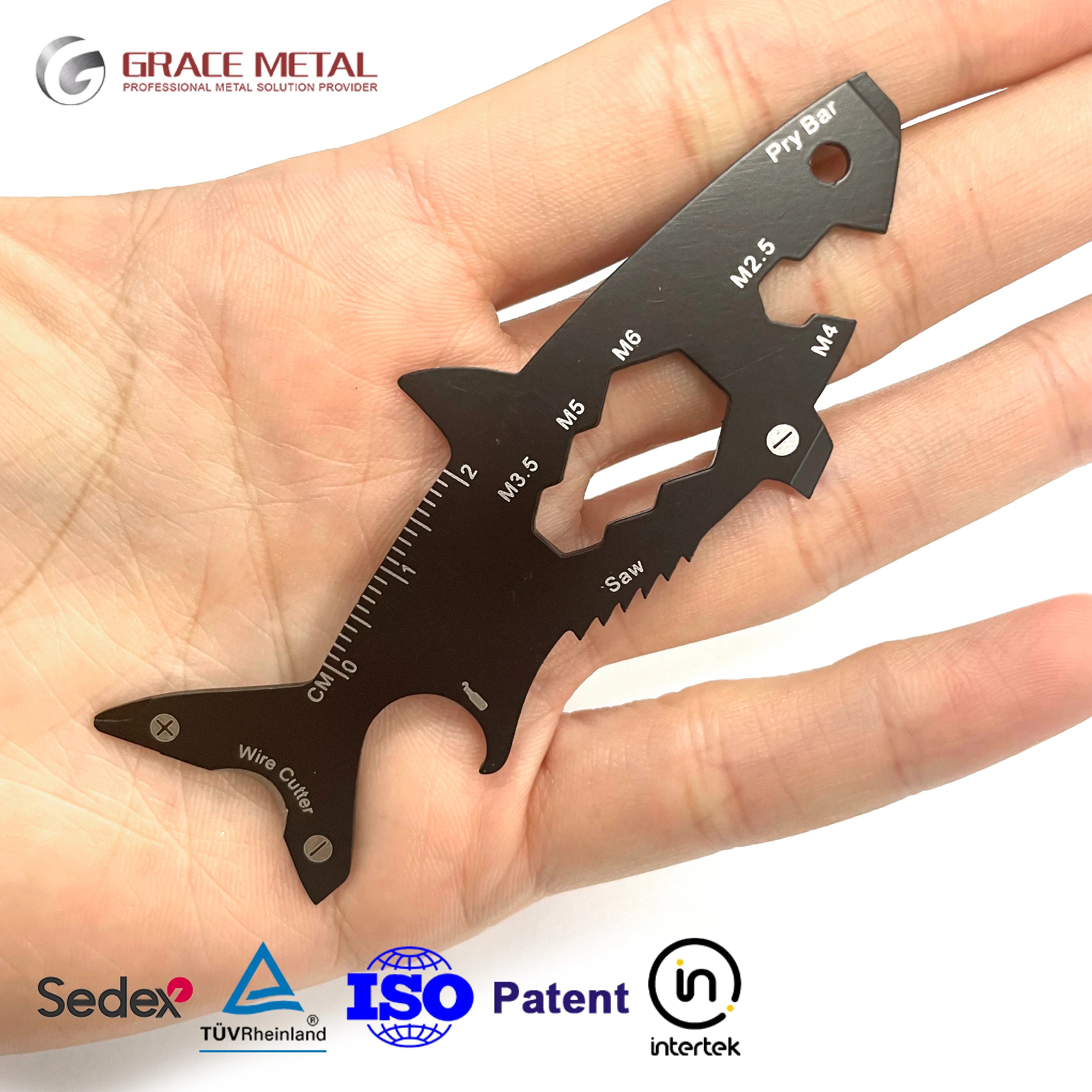 Custom Multi-Functional Stainless Steel Keychain Accessories Shark Fish Shape Multitool with Laser Logo Gift Key Chain