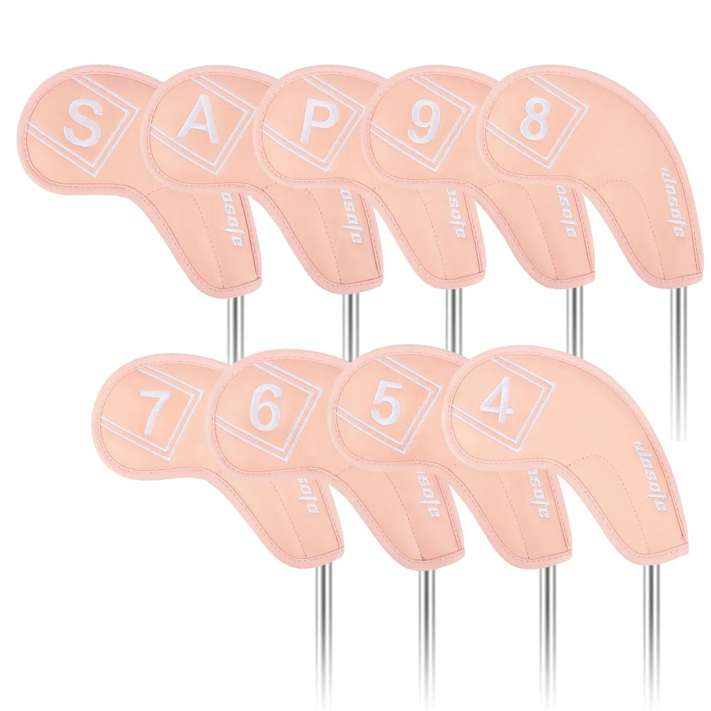 Wholesale OEM Customized Accessories Bulk Supplier Pink Premium PU Leather Water-Resistant Golf Irons Headcovers