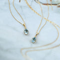 Luxury Europe 925 Sterling Silver Water Drop Aquamarine Pendant Necklace for Women Trendy Diamond and Zircon Chain Gold Plate