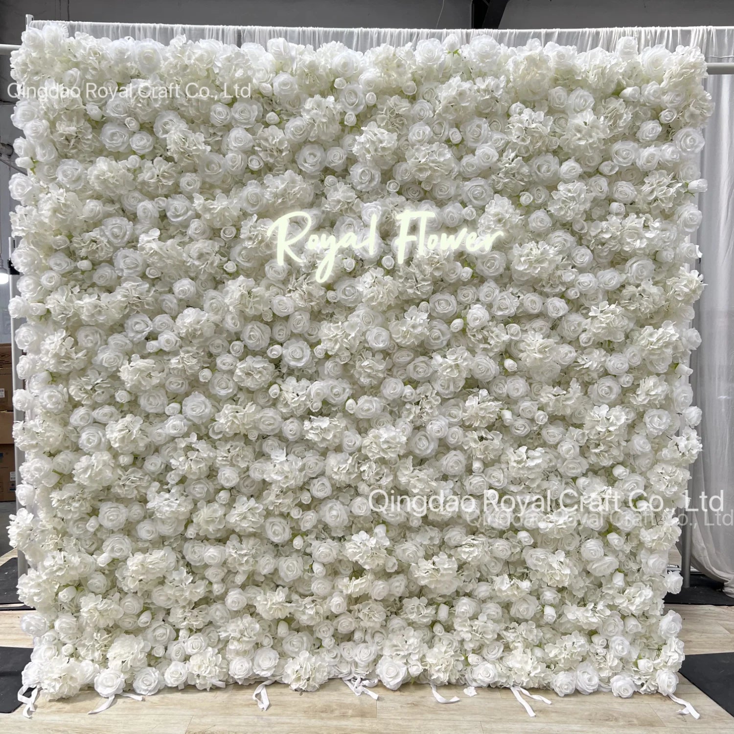 Artificial White Pink 3D 5D 8ft X 8ft Rose Floral Backdrop Silk Decorative Roll Flower Wall Panel Backdrop Decor up
