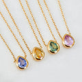 Custom Wholesale 18K Gold Plated 925 Silver Zircons Pendant Charm Choker Sterling Silver Birthstone Necklace for Women Jewelry