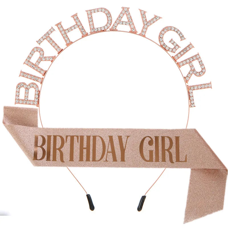 New Arrival Hot Selling Diamond Birthday Girl Party Hair Accessories Letter Metal Diamond Headbands Tiara for Girl
