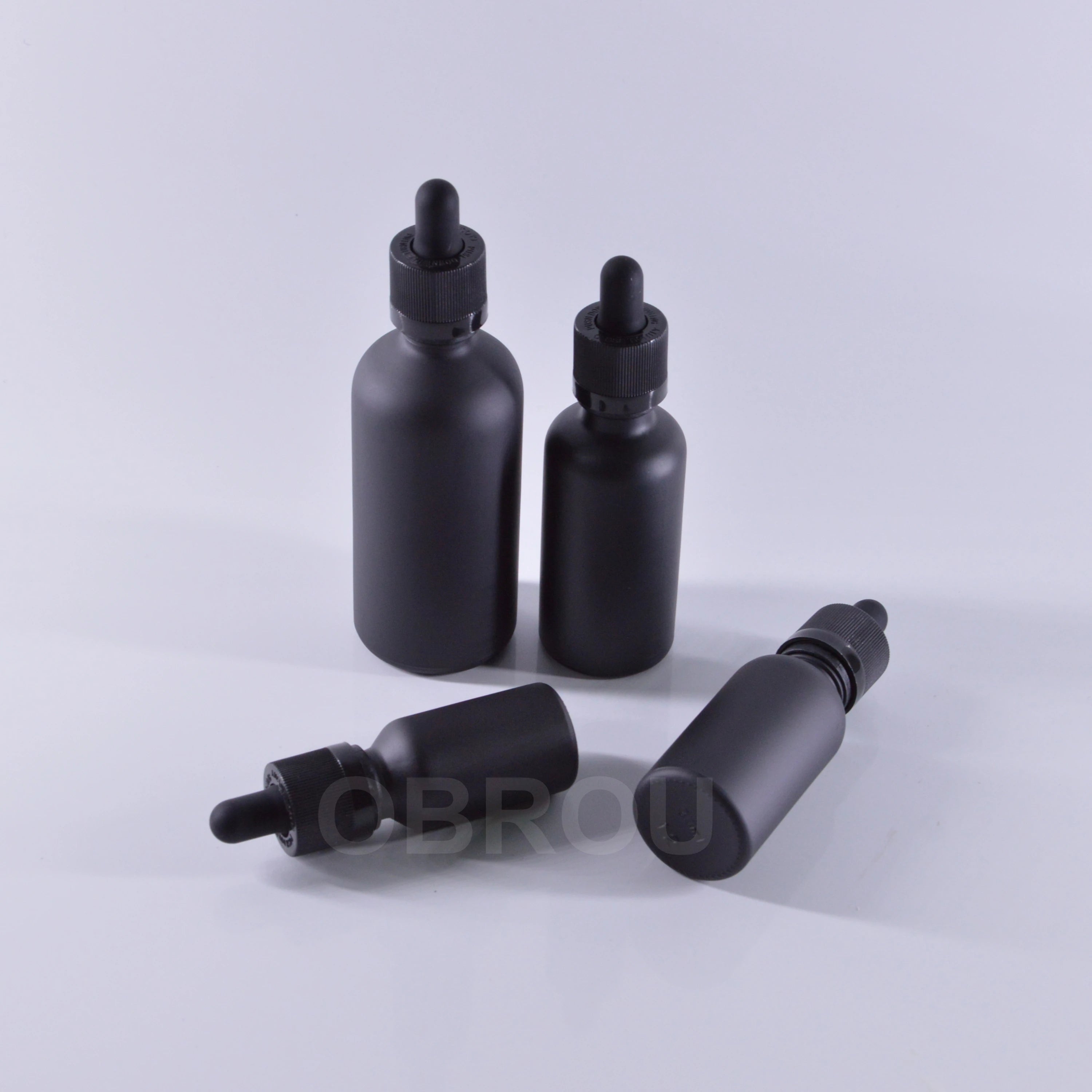 5ml 10ml 15ml 20ml 30ml 50ml 100ml Frosted Black Essential Oil Glass Dropper Bottle for Skin Care Serum